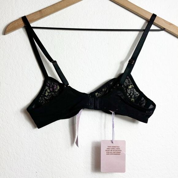 SAVAGE X FENTY BUTTERFLY WINGS UNLINED LACE TULIP CUP WOMEN BRA SIZE 32A NEW - Picture 7 of 8